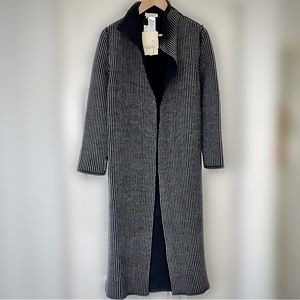 REVERSIBLE COCOGIO ITALY Striped LONG SWEATER COAT CARDIGAN